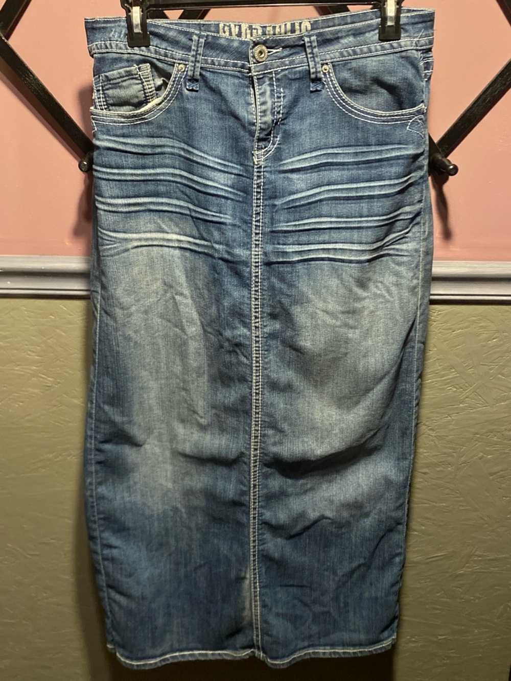 Hydraulic Maxi Jean Skirt